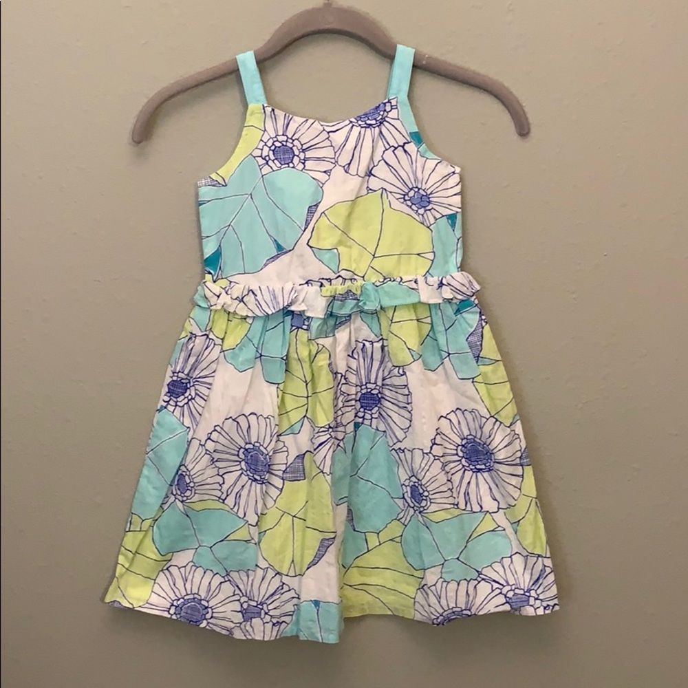 Gymboree sz 5 green & white flower sundress lined